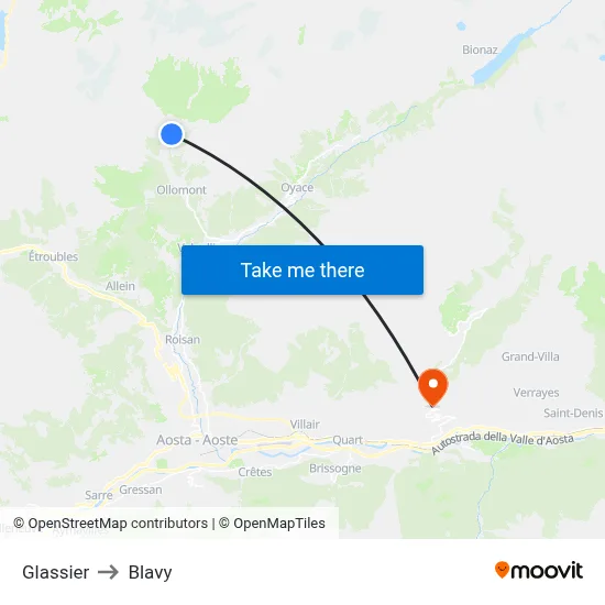 Glassier to Blavy map