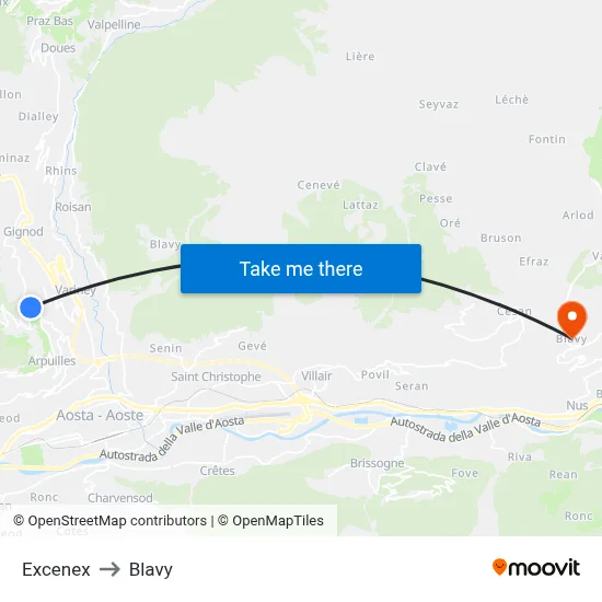 Excenex to Blavy map