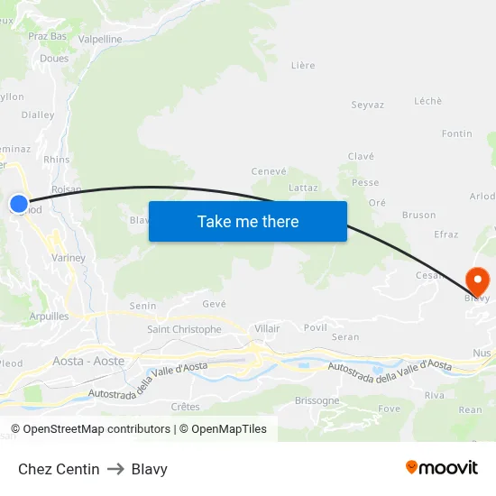 Chez Centin to Blavy map