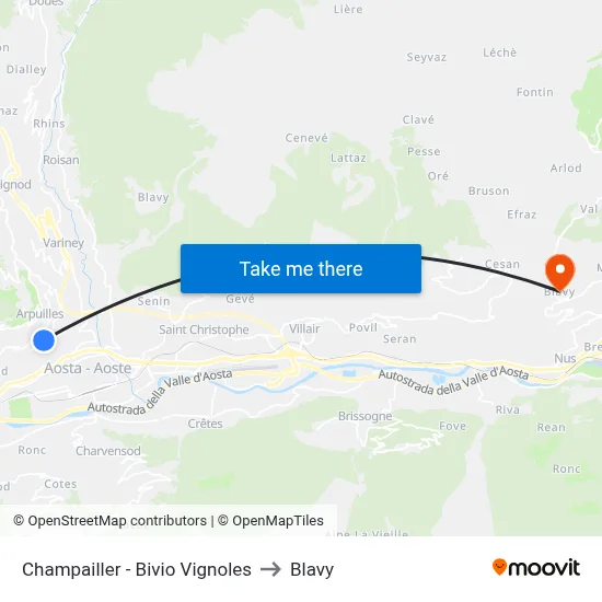 Champailler - Vignoles Junction to Blavy map