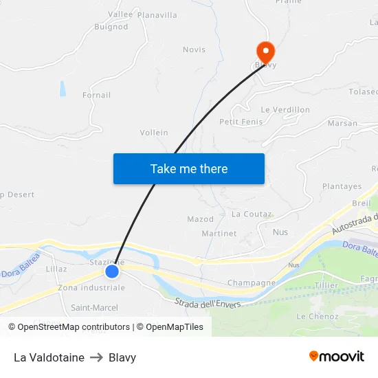 La Valdotaine to Blavy map
