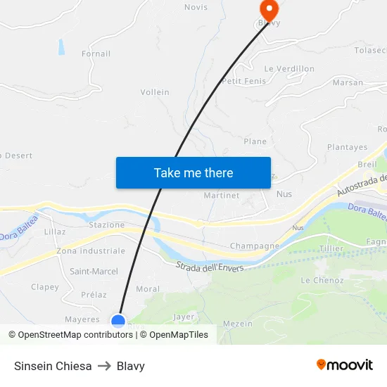 Sinsein Church to Blavy map