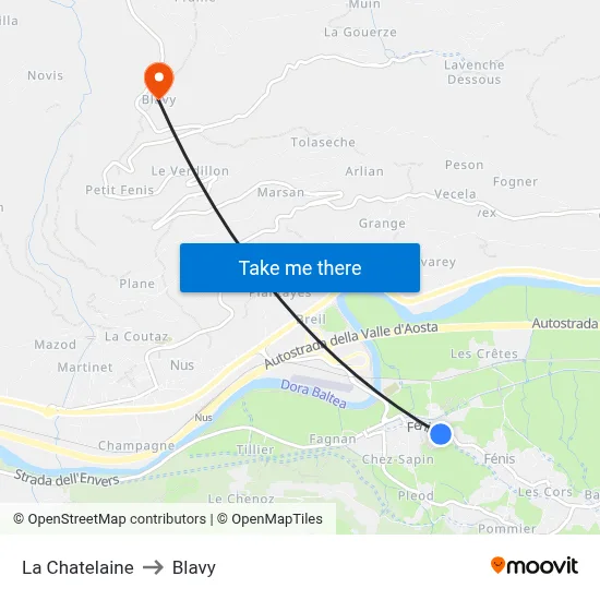 La Chatelaine to Blavy map