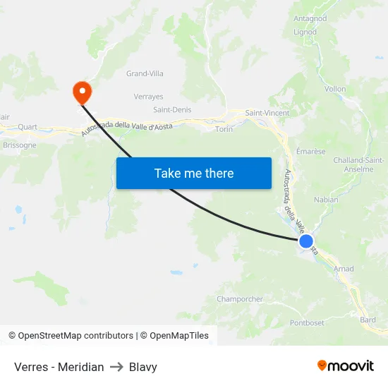Verres - Meridian to Blavy map