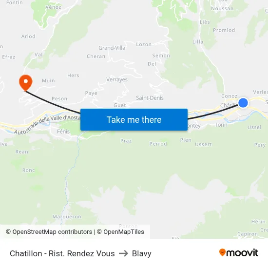 Chatillon - Rist. Rendez Vous to Blavy map