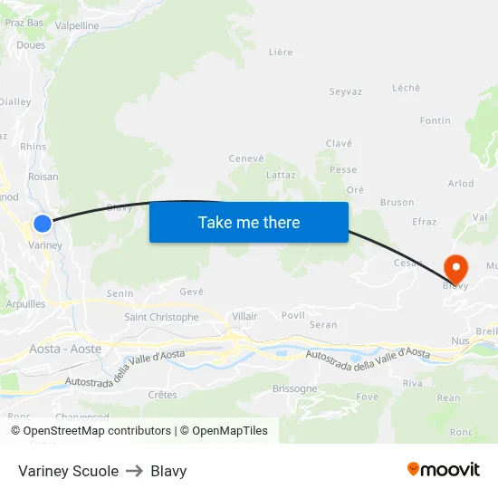 Variney Schools to Blavy map