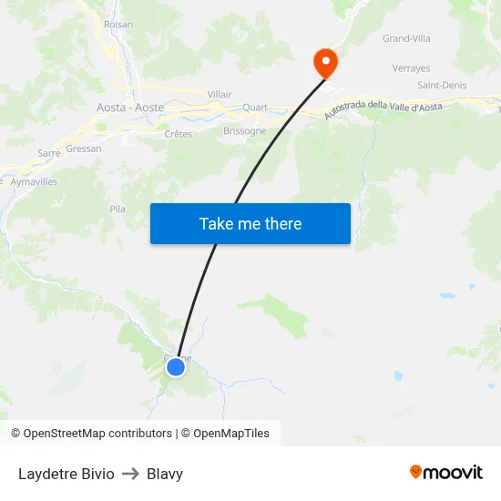 Laydetre Bivio to Blavy map