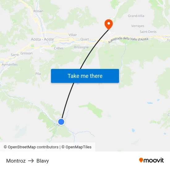 Montroz to Blavy map