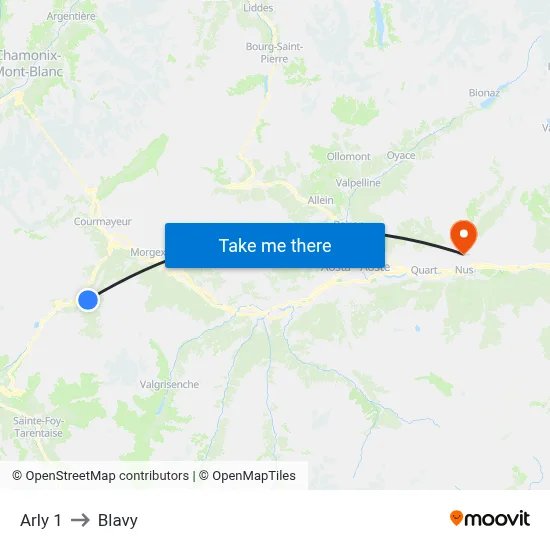 Arly 1 to Blavy map