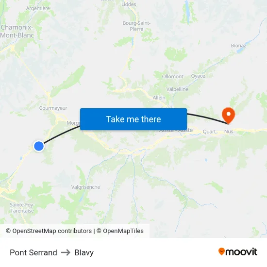 Pont Serrand to Blavy map