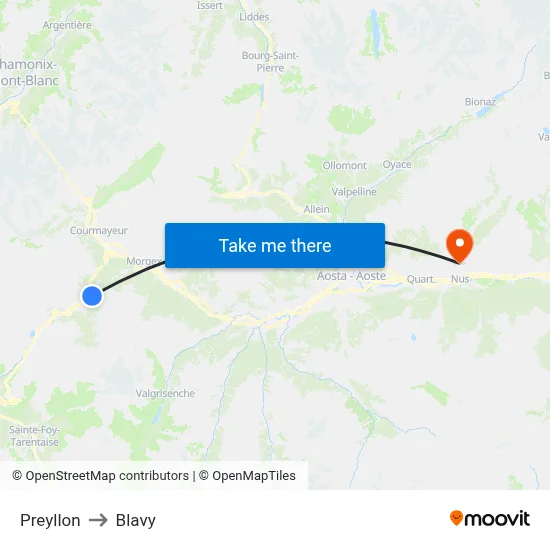 Preyllon to Blavy map