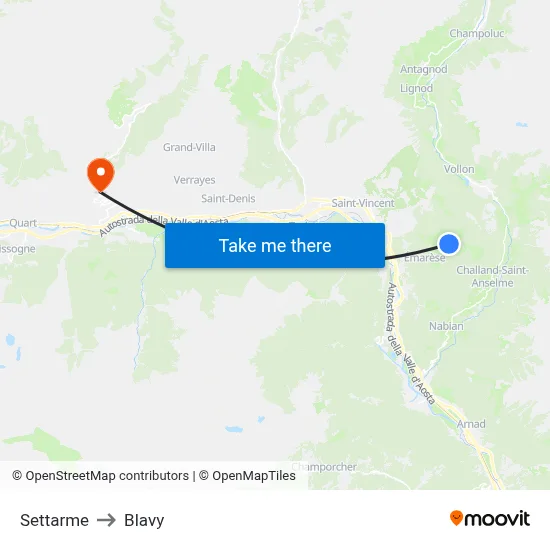 Settarme to Blavy map
