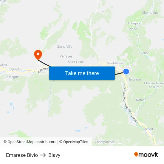 Emarese Bivio to Blavy map