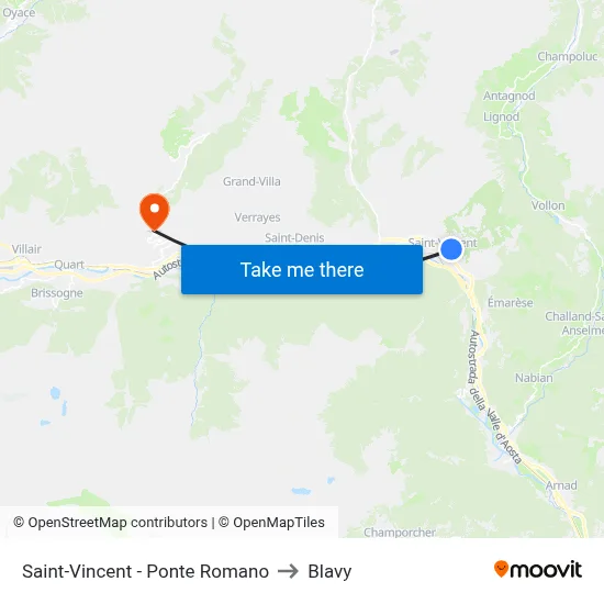Saint-Vincent - Ponte Romano to Blavy map