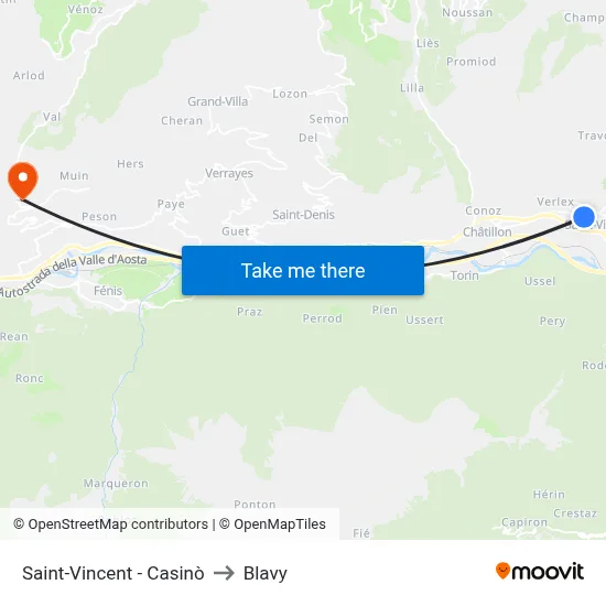 Saint-Vincent - Casinò to Blavy map