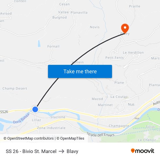 SS 26 - Bivio St. Marcel to Blavy map