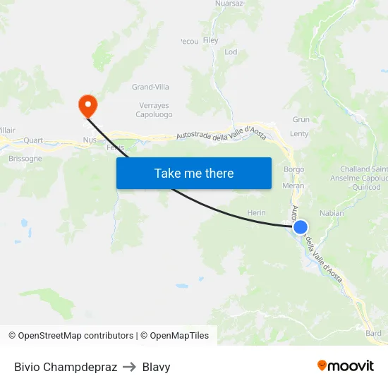 Champdepraz Junction to Blavy map