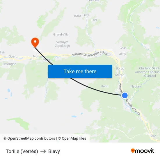 Torille (Verres) to Blavy map