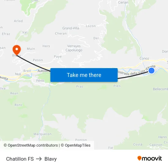 Chatillon FS to Blavy map