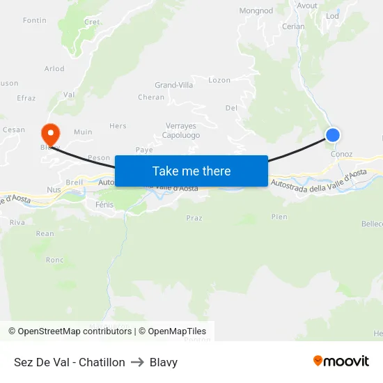 Sez De Val - Chatillon to Blavy map