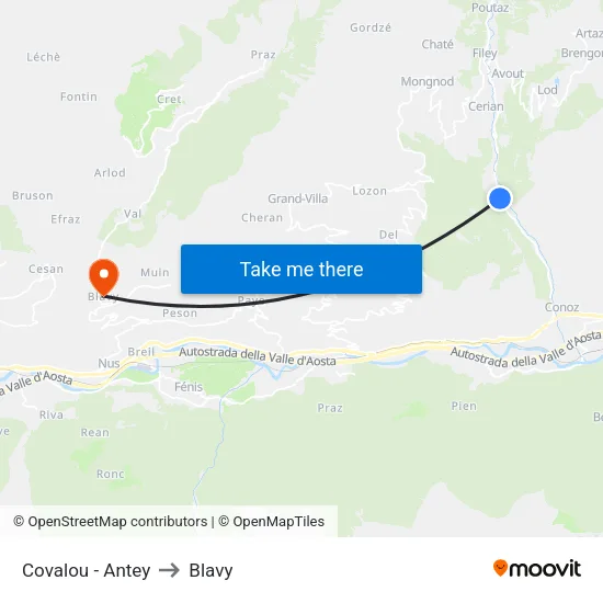 Covalou - Antey to Blavy map