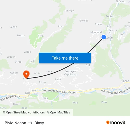 Noson Junction to Blavy map