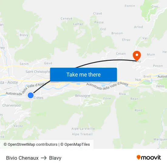 Chenaux Junction to Blavy map