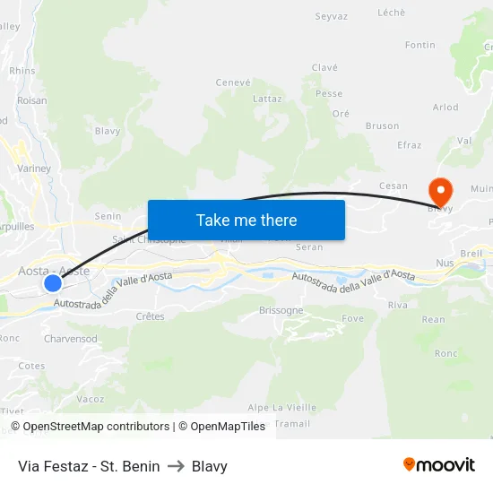 Via Festaz - St. Benin to Blavy map
