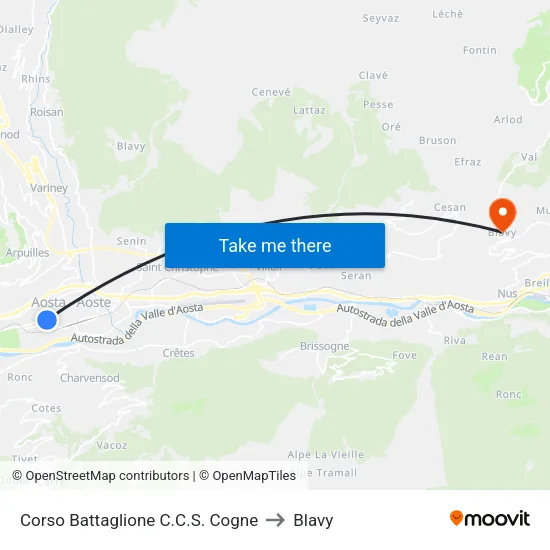 Battaglione C.C.S. Cogne Avenue to Blavy map