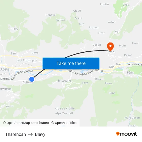 Tharençan to Blavy map