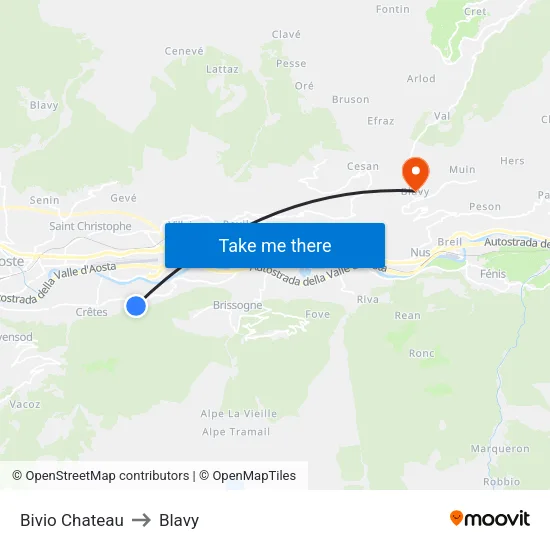 Castle Junction to Blavy map