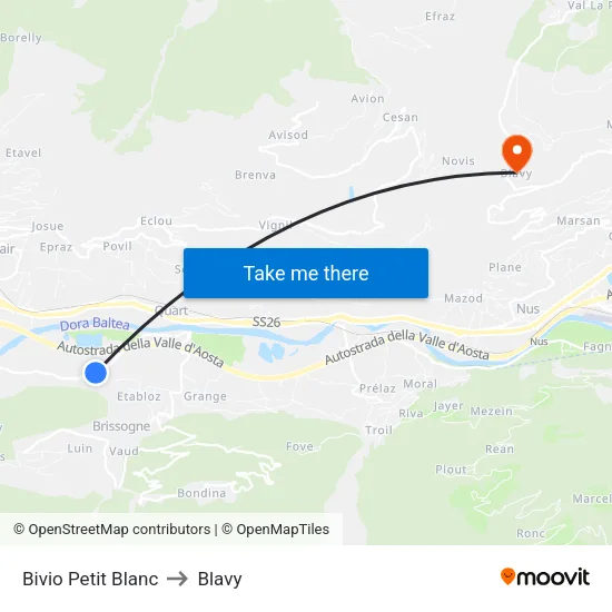 Petit Blanc Junction to Blavy map