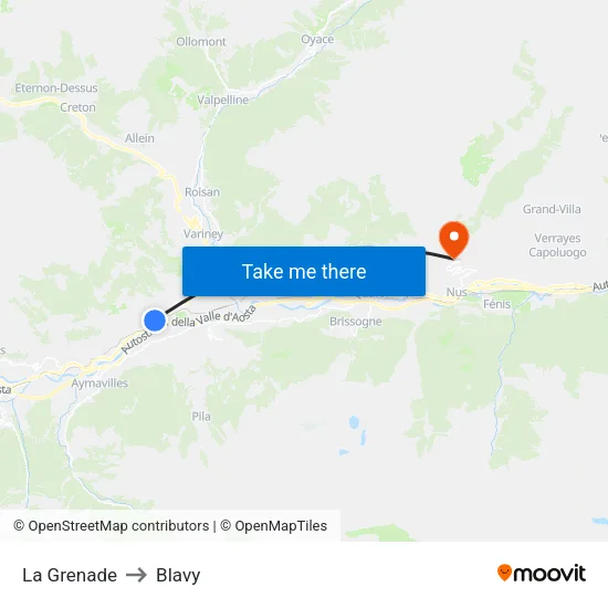 La Grenade to Blavy map