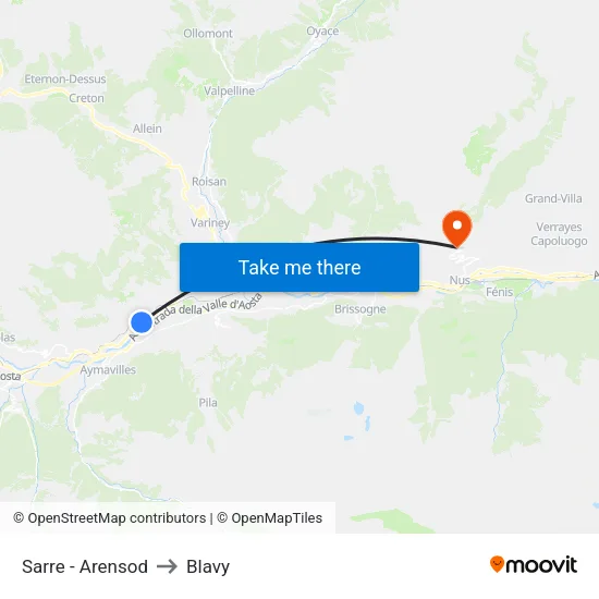 Sarre - Arensod to Blavy map