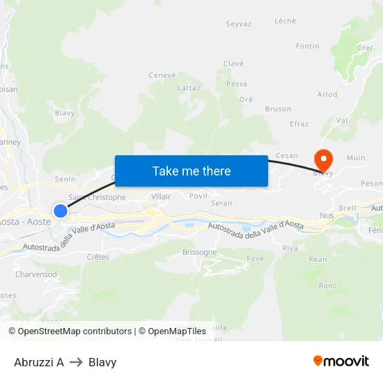 Abruzzi A to Blavy map
