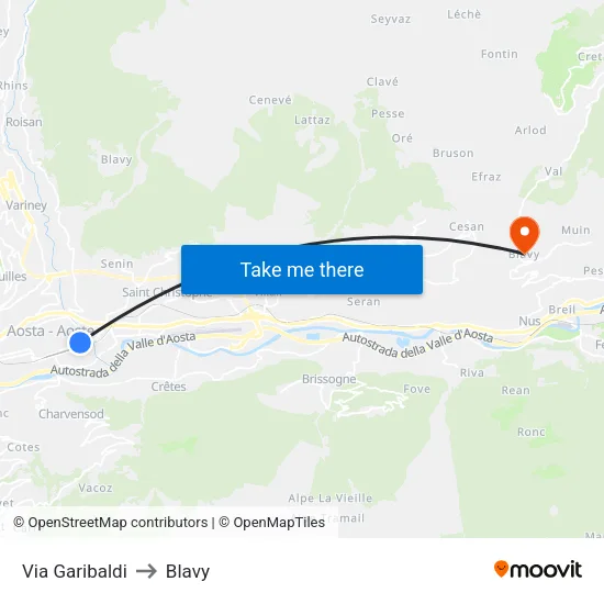 Garibaldi Street to Blavy map