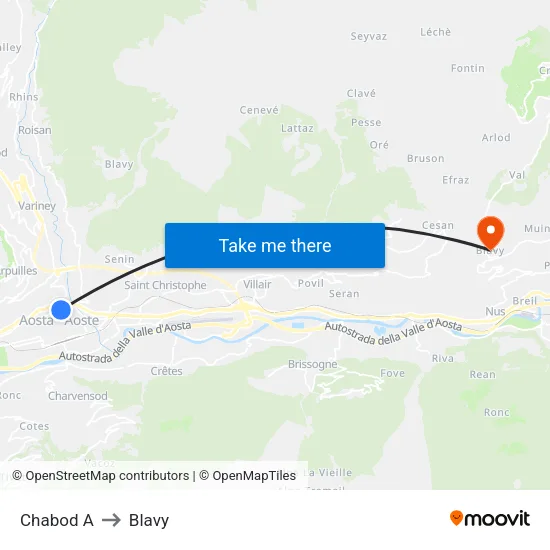 Chabod A to Blavy map