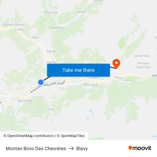 Montan Des Chevréres Junction to Blavy map