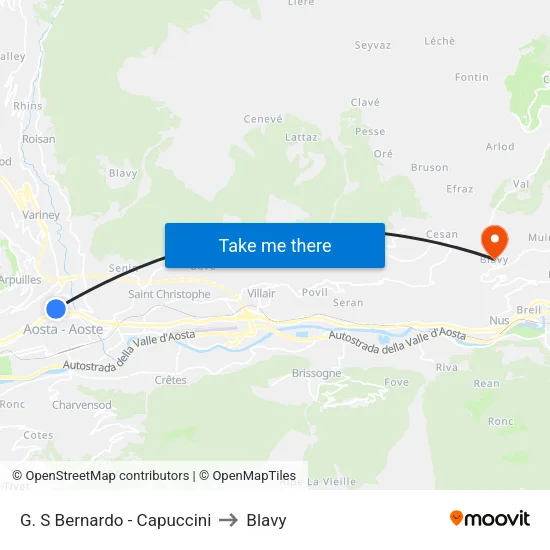 St. Bernard - Capuchins to Blavy map