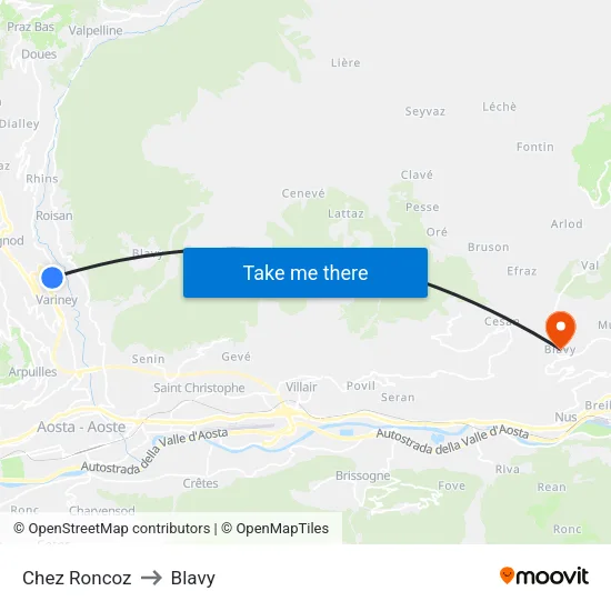 Chez Roncoz to Blavy map