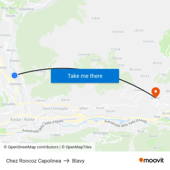 Chez Roncoz Terminal to Blavy map