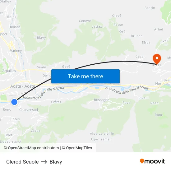 Clerod Schools to Blavy map