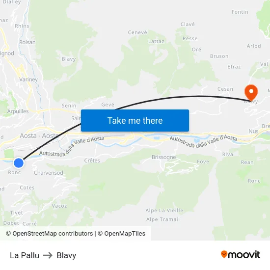 La Pallu to Blavy map