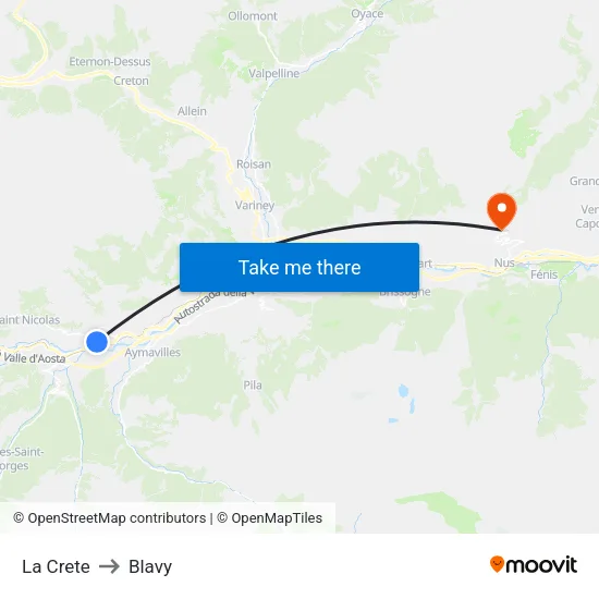 La Crete to Blavy map