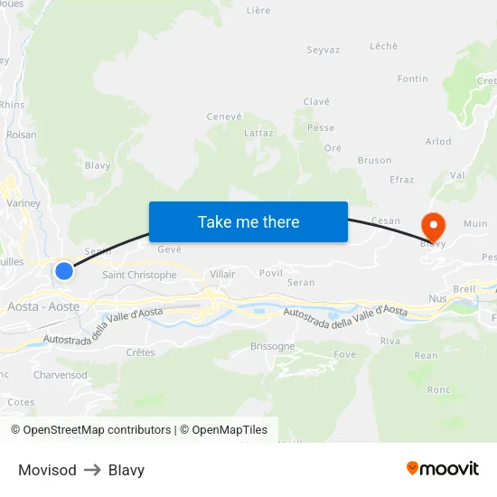 Movisod to Blavy map