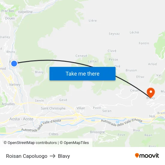 Roisan Center to Blavy map