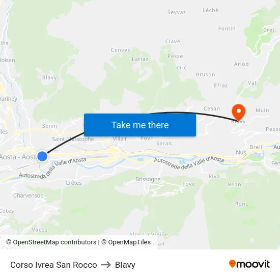 Ivrea San Rocco Avenue to Blavy map