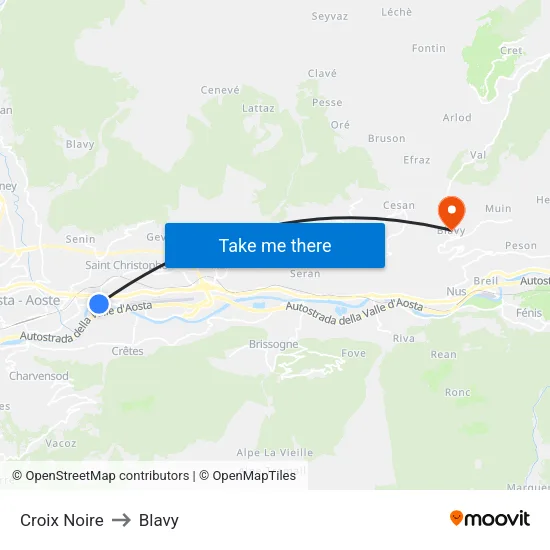 Black Cross to Blavy map