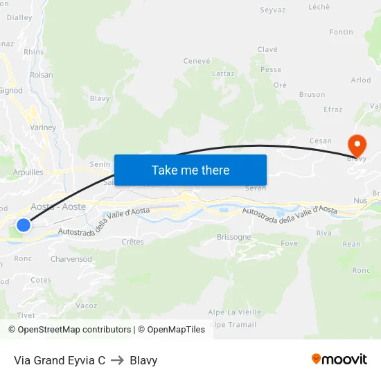 Via Grand Eyvia C to Blavy map
