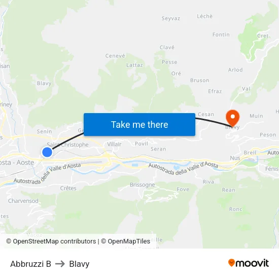 Abbruzzi B to Blavy map